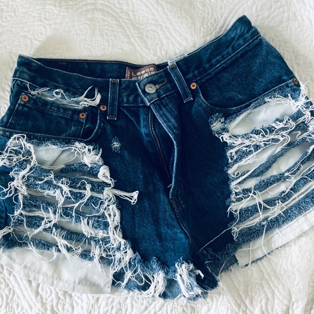 Levi’s Distressed Ripped Denim Jean Shorts